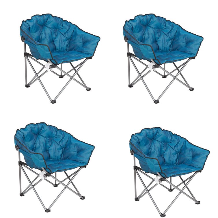 Mac Sports Folding Padded Outdoor Club Chair with Carry Bag Blue